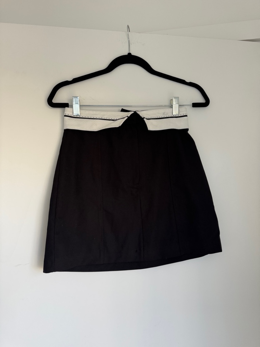 Black Mini Skirt with White Waistband